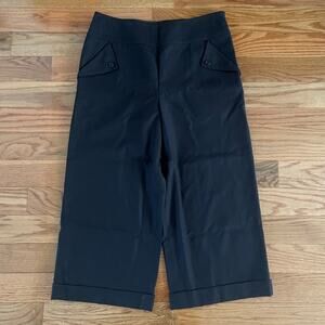 Carlisle Womens 10 Wide Leg Pants Brown Wool Cashmere Blend Cropped Cuffed